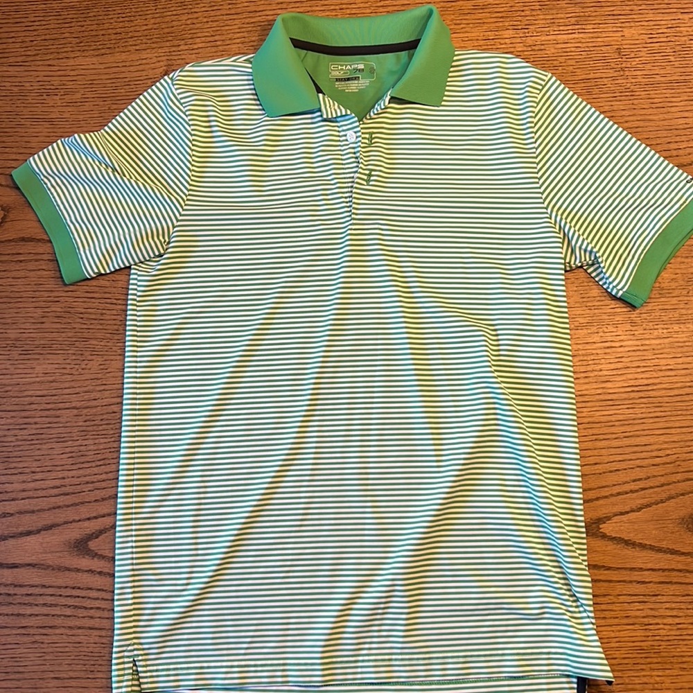 Chaps Golf Stay Dry green/white polo - Small